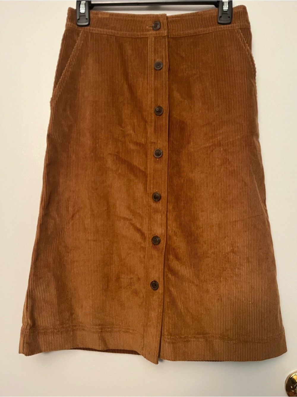NWT GAP 100% Cotton Button-Front Corduroy Midi A-Line Skirt Sz XS Petite